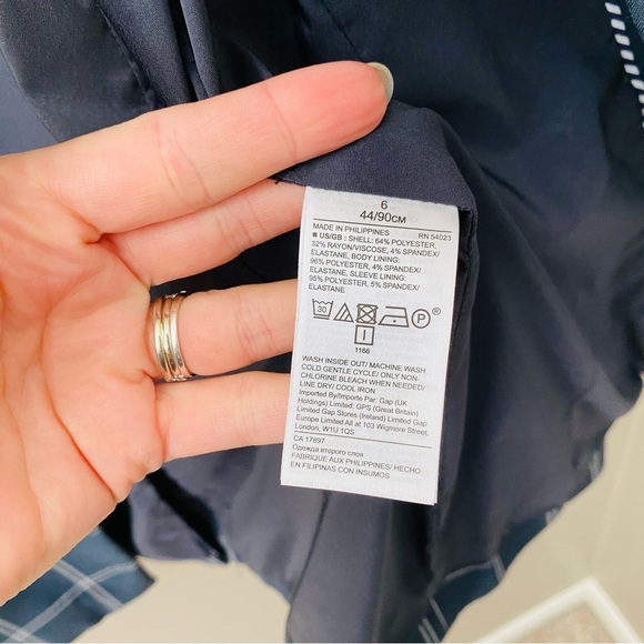 Banana Republic Windowpane Bell Sleeve One Button Blazer Jacket Navy Blu… - Picture 6 of 9